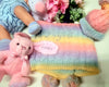 Personalised baby blanket & Hat, Rainbow weave with pom poms