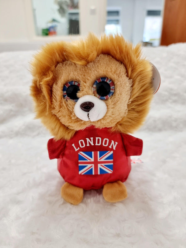 London Souvenir Lion mini Motsu in Red union Jack tshirt by Keel Toys - SnugDem Boogums