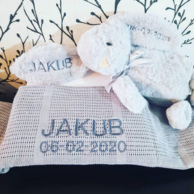 Personalised Gift Bundle - Bunny & Cellular Blanket