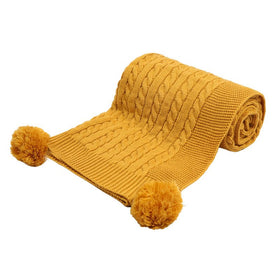 Cable Knit Wrap Mustard - Soft Touch