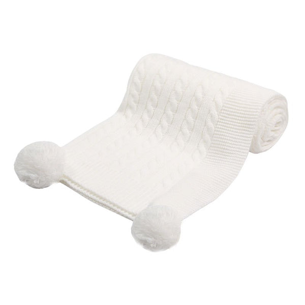 Cable Knit Wrap White - Soft Touch
