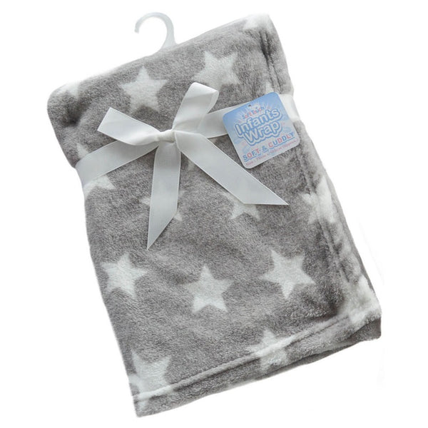 Grey Star Printed Coral Fleece Wrap - instige.myshopify.com