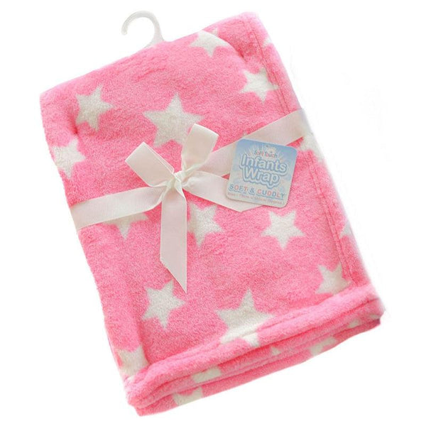 Pink Star Printed Coral Fleece Wrap - instige.myshopify.com