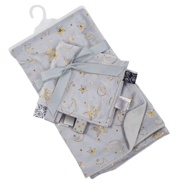 Grey Mink Wrap W/Gold Print & Matching Comforter With Ribbons - instige.myshopify.com