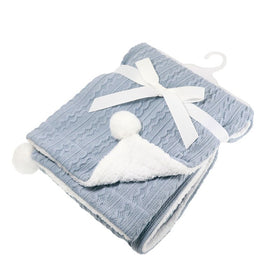 Cable Knit Wrap Blue- Soft Touch
