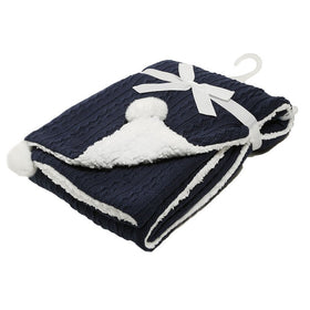 Cable Knit Wrap Navy - Soft Touch