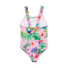 GIRLS PINK TROPICAL BUBBLE EDGE SWIMSUIT (3-8 YEARS) back