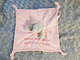 Personalised baby elephant comforter with Bow