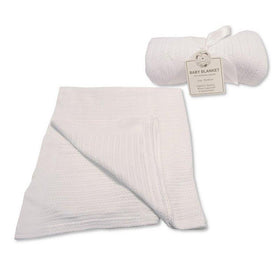 BABY CELLULAR ROLL BLANKET- WHITE