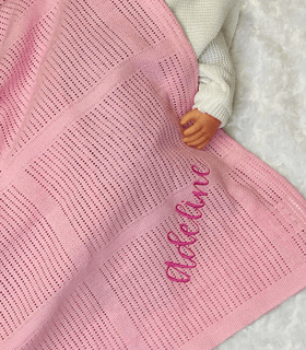 Personalised Pink Cellular Blanket