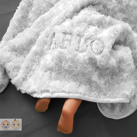 Personalised Rose Fur Baby Fleece Blanket - Grey