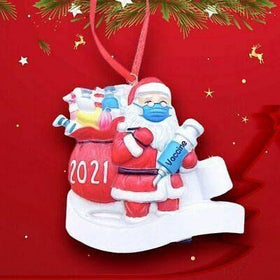 Santa Claus With Mask and vaccine During Pandemic Funny Pendant  2021-keel Toy