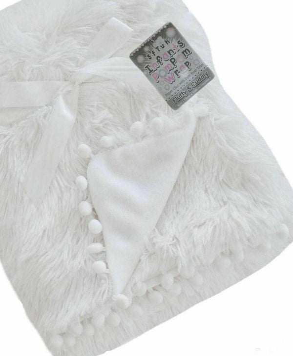 POM-POM Wrap Fluffy Blanket Spanish style - White - SnugDem Boogums