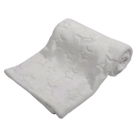 Star Embossed flannel Wrap - White